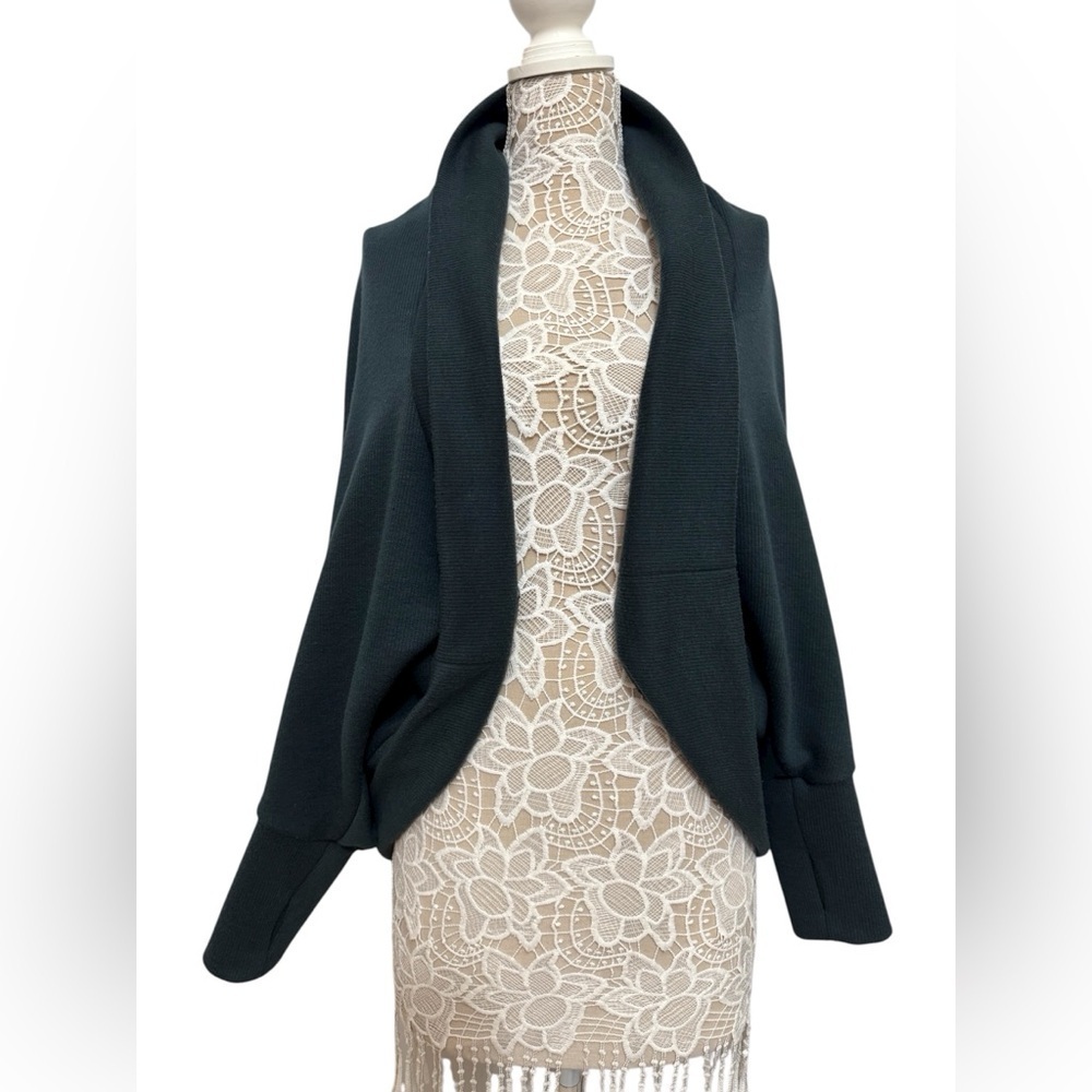Dark Green Open Front Cardigan